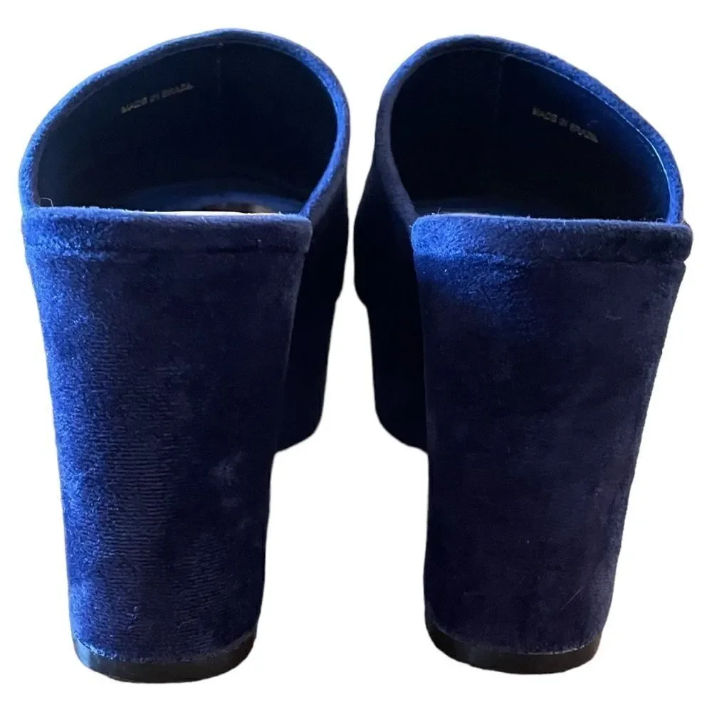 Loeffler Randall Amara Platform Slides Blue Velvet 8